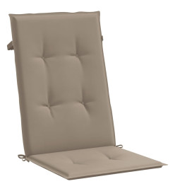 Coussins de chaise de jardin dossier haut lot de 6 taupe tissu