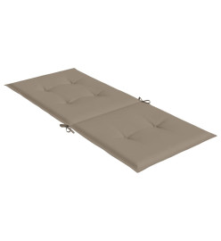 Coussins de chaise de jardin dossier haut lot de 6 taupe tissu