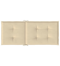 Coussins de chaise de jardin dossier haut lot de 4 beige tissu