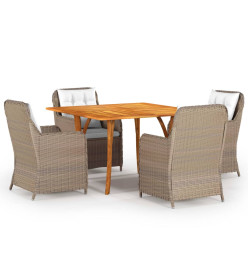 Ensemble de salle à manger de jardin 5 pcs Marron