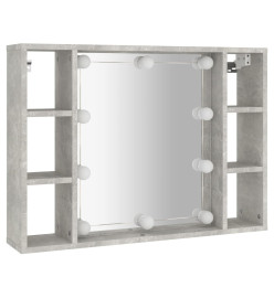 Armoire à miroir avec LED Gris béton 76x15x55 cm