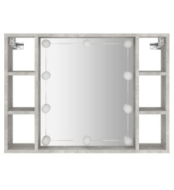 Armoire à miroir avec LED Gris béton 76x15x55 cm