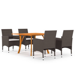 Ensemble de salle à manger de jardin 5 pcs Marron