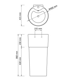 Vasque à trou de trop-plein/robinet céramique Blanc pour salle de bain