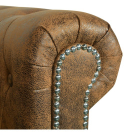 Ensemble de canapé Chesterfield à 2 et 3 places marron