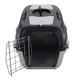 Cage de transport animaux de compagnie gris noir 55x36x35 cm PP