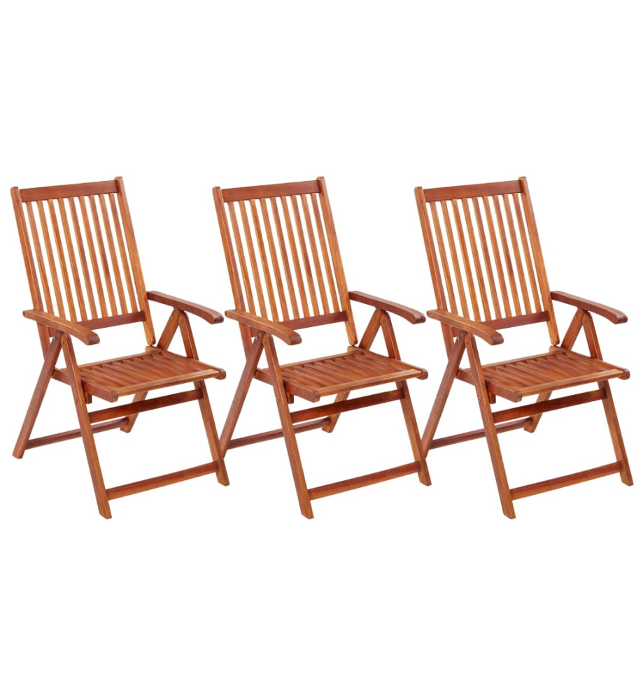 Chaises pliables de jardin 3 pcs Bois d'acacia solide Chaises pliables de jardin 3 pcs Bois d'acacia solide