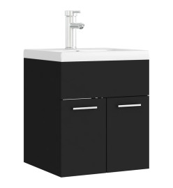 Armoire d'évier avec lavabo intégré Noir Aggloméré