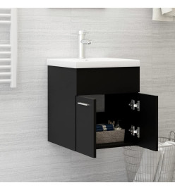 Armoire d'évier avec lavabo intégré Noir Aggloméré