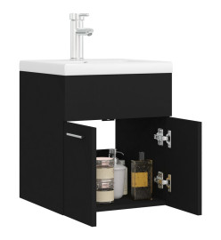 Armoire d'évier avec lavabo intégré Noir Aggloméré