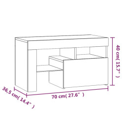 Tables de chevet 2 pcs et lumières LED Sonoma gris 70x36,5x40cm