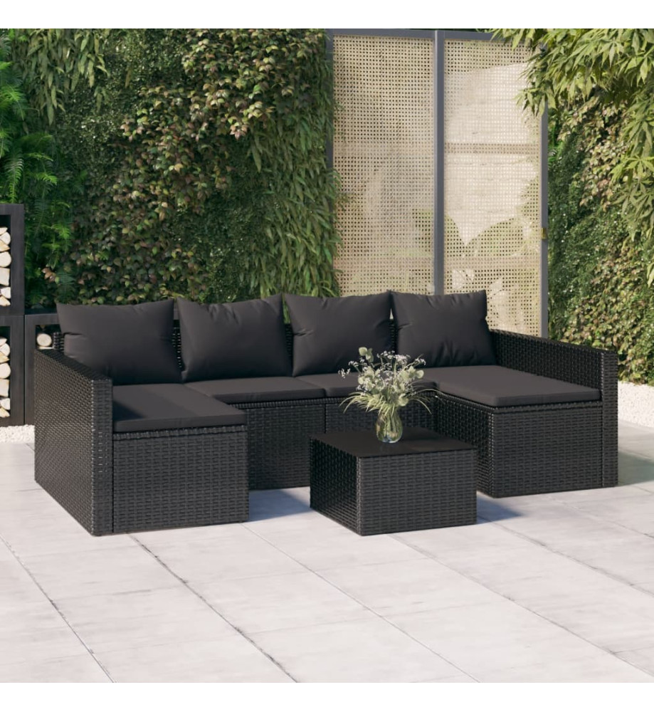 Salon de jardin 2 pcs avec coussins Noir Résine tressée Salon de jardin 2 pcs avec coussins Noir Résine tressée