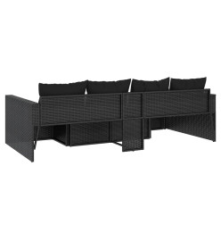 Salon de jardin 2 pcs avec coussins Noir Résine tressée