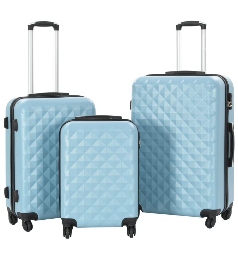 Valise rigide 3 pcs Bleu ABS