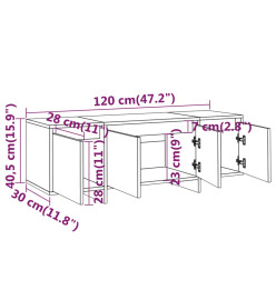 Meuble TV Gris béton 120x30x40,5 cm Aggloméré