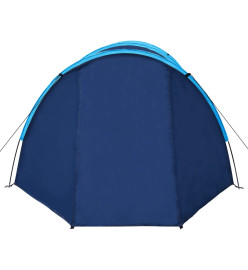 Tente de camping 4 personnes bleu marine et bleu clair