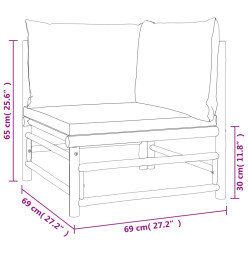 Salon de jardin 8 pcs avec coussins taupe bambou