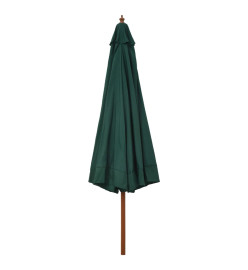 Parasol avec mât en bois 330 cm Vert