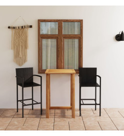 Ensemble de bar de jardin 3 pcs Noir