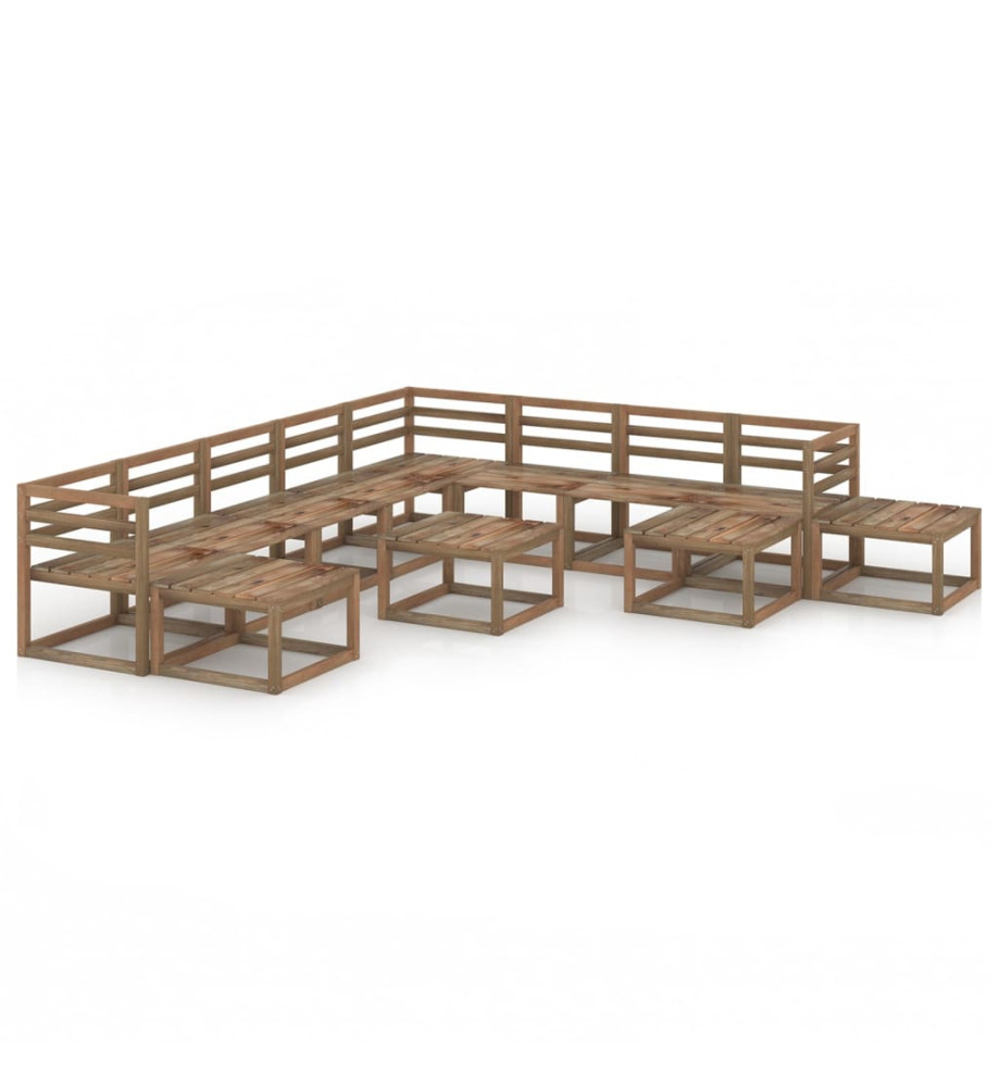 Salon de jardin 12 pcs Marron Bois de pin imprégné Salon de jardin 12 pcs Marron Bois de pin imprégné