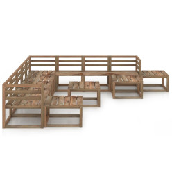 Salon de jardin 12 pcs Marron Bois de pin imprégné