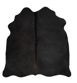 Tapis en peau de vache véritable Noir 150 x 170 cm