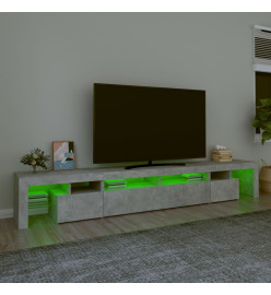 Meuble TV avec lumières LED Gris béton 260x36,5x40 cm