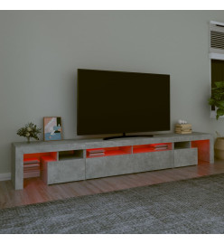 Meuble TV avec lumières LED Gris béton 260x36,5x40 cm