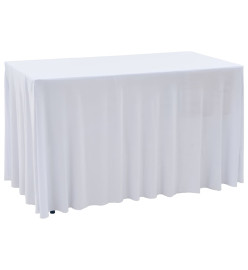 Nappes élastiques de table avec jupon 2 pcs 183x76x74cm Blanc