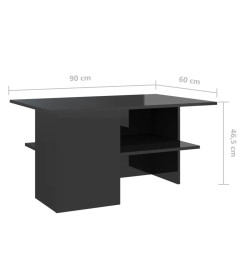 Table basse Noir brillant 90x60x46,5 cm Aggloméré