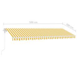 Auvent automatique sur pied 500x300 cm Jaune/Blanc