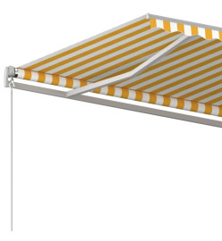 Auvent rétractable automatique avec poteaux 5x3m Jaune et blanc