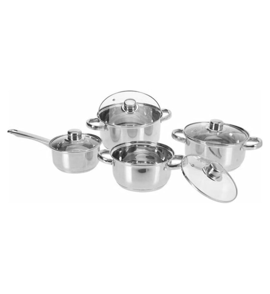 Excellent Houseware Ensemble de casseroles 8 pcs Acier inoxydable