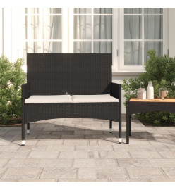 Banc de Jardin à 2 Places avec Coussins Noir Résine Tressée