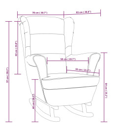 Fauteuil à bascule et pieds en bois d'hévéa Gris clair Velours