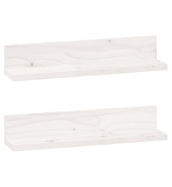 Étagères murales 2 pcs Blanc 50x11x9 cm Bois de pin massif