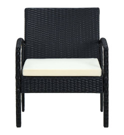 Chaise de jardin avec coussin Résine tressée Noir
