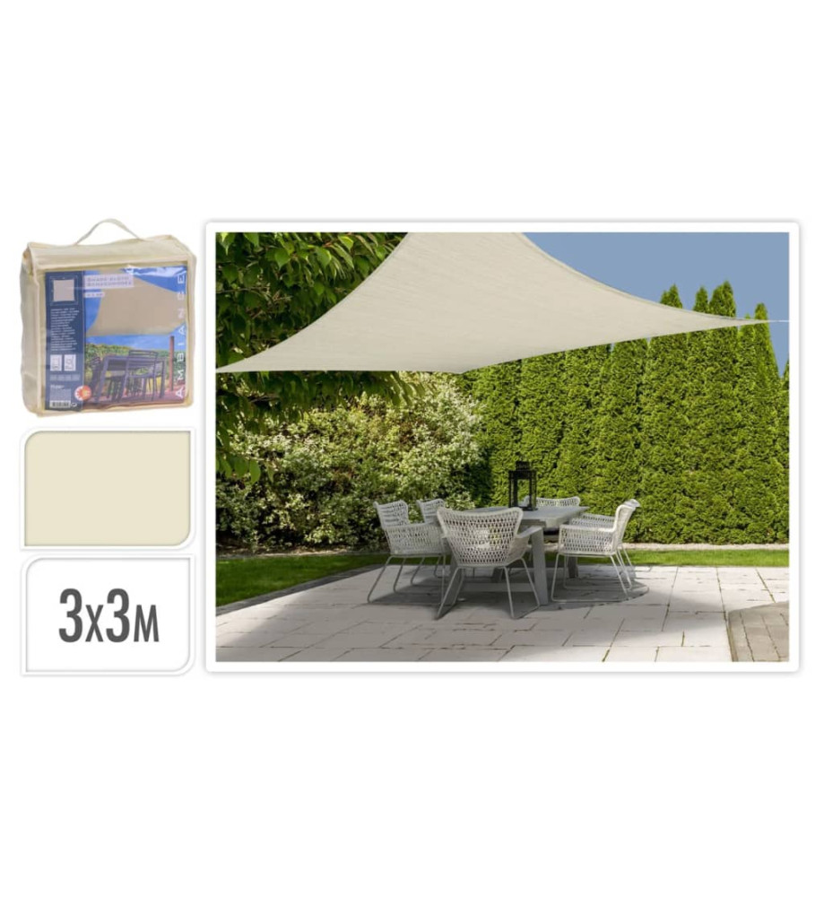 ProGarden Toile d'ombrage 3x3 m Blanc cassé Carré