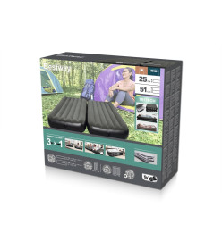 Bestway Lit gonflable 3-en-1 Noir et gris 188x99x25 cm