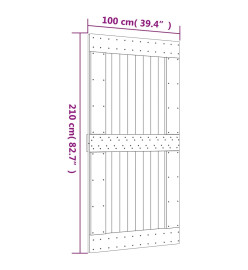 Porte coulissante et kit de quincaillerie 100x210 cm pin massif