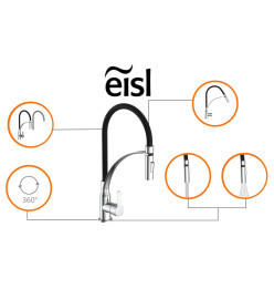 EISL Mitigeur de cuisine avec bec Soft-Touch CARNEO noir chromé