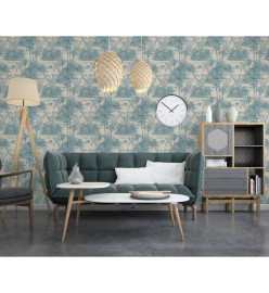 DUTCH WALLCOVERINGS Papier peint Tropical Beige et bleu clair