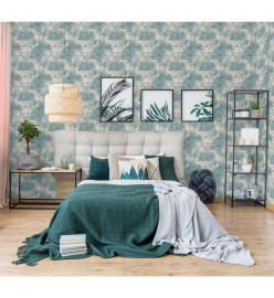 DUTCH WALLCOVERINGS Papier peint Tropical Beige et bleu clair
