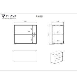 Vipack Bibliothèque 2 niveaux Pino Bois Gris