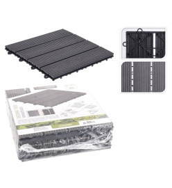 ProGarden Ensemble de carreaux de terrasse 6 pcs Gris foncé