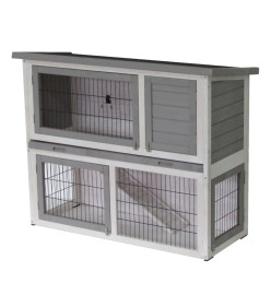 @Pet Clapier d'extérieur Benji 115x48x92 cm Bois Gris et blanc