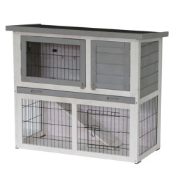 @Pet Clapier d'extérieur Benji 115x48x92 cm Bois Gris et blanc