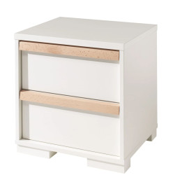 Vipack Table de chevet 2 tiroirs London Bois Blanc