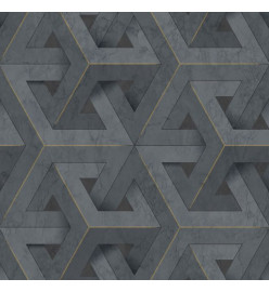 DUTCH WALLCOVERINGS Papier peint Onyx Anthracite et doré