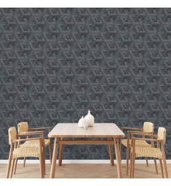 DUTCH WALLCOVERINGS Papier peint Onyx Anthracite et doré